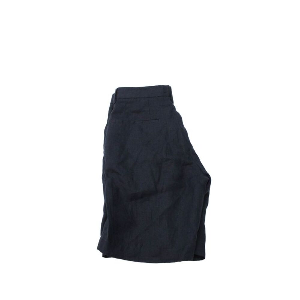 Zara Women Bermuda Shorts Blue Linen Button Size S